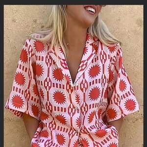 Commense Tropical Print Drawstring Shorts Set